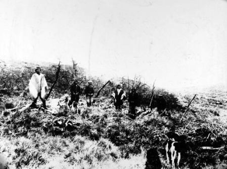 Foto antigua de indios caminando por el territorio