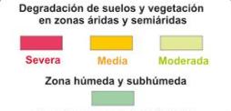 Escala de desertificación de suelos que acompaña el mapa sobre el tema