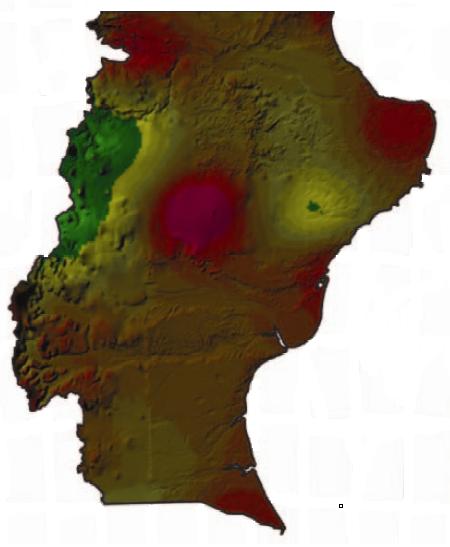 Mapa donde se indica la velocidad media anual de los vientos en la provincia, con velocidades que van de los cinco a los 12 metros por segundo