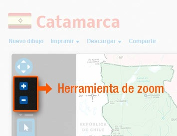 Herramienta de zoom a la izquierda en el visor de mapas