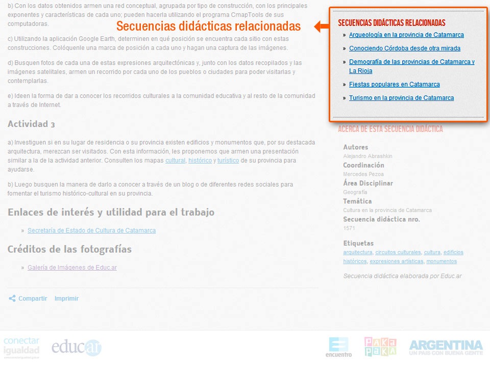 Navegación alternativa por secuencias didácticas relacionadas