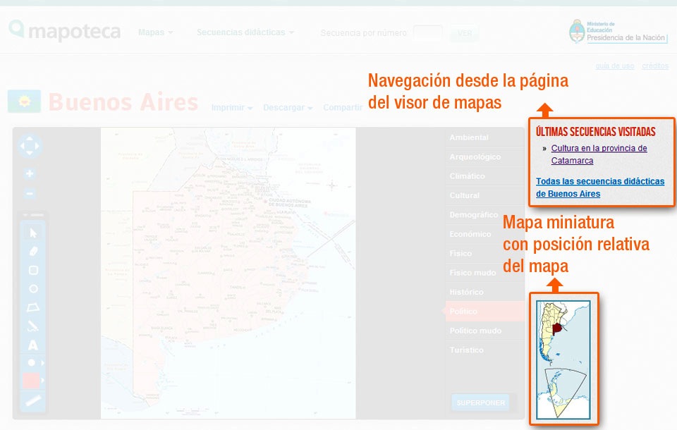 Navegación alternativa desde la página del visor de mapas