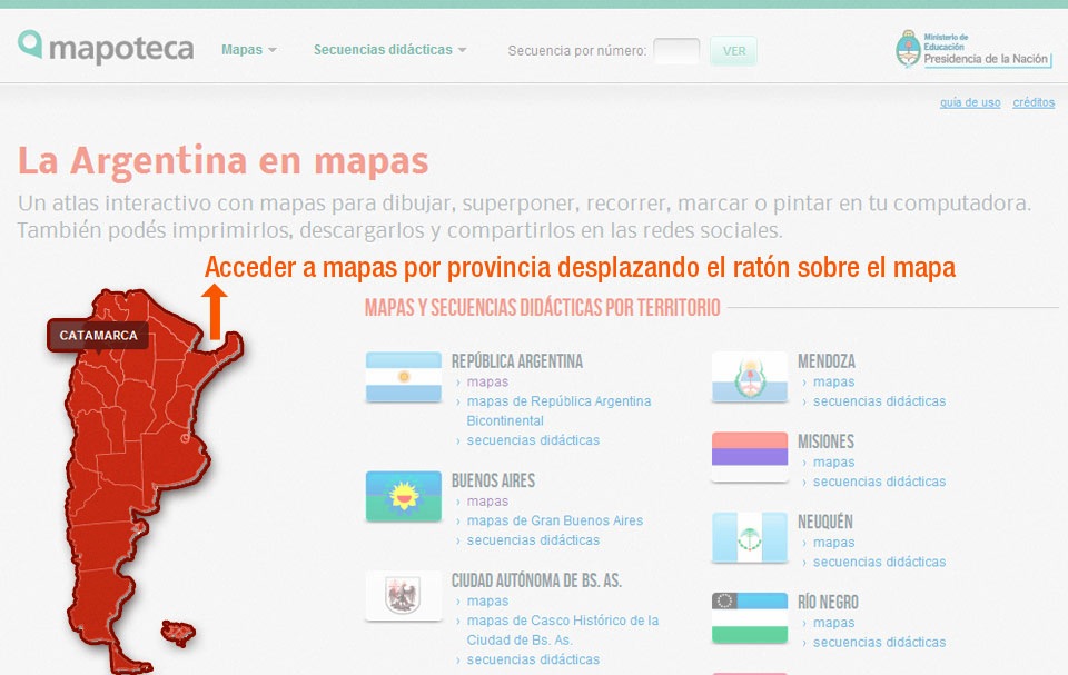 Mapa interactivo para acceder a los mapas por provincia