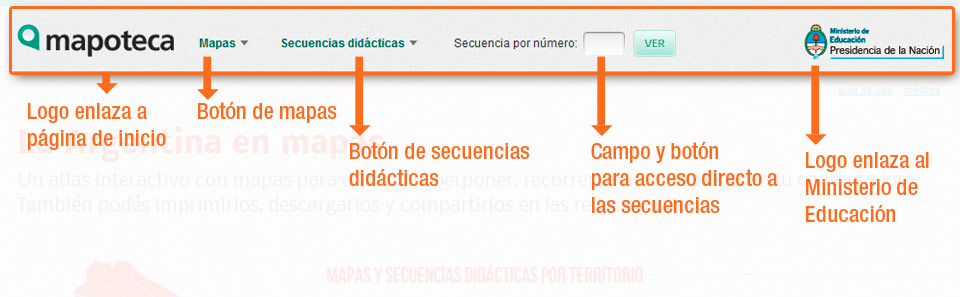 Barra de navegación de la Mapoteca
